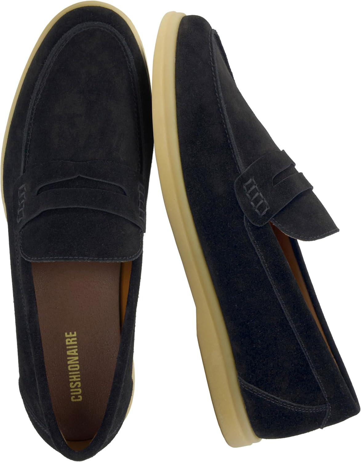 CUSHIONAIRE Men'S Selby Genuine Leather Loafers &ndash; Memory Foam, Rubber Sole, Wide Widths Available