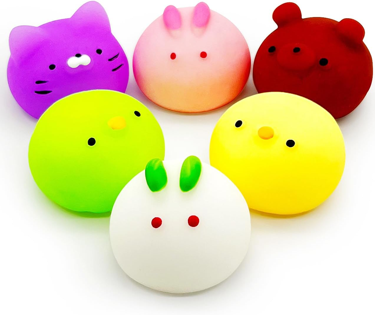 6 Pcs Mochi Squishy Toys for Kids Party Favors, Mini round Animals Toys Kawaii Squishies for Classroom Prizes, Easter Basket and Goodie Bag Stuffers, Stress Balls Fidget Toys Bulk for Kids image number 3