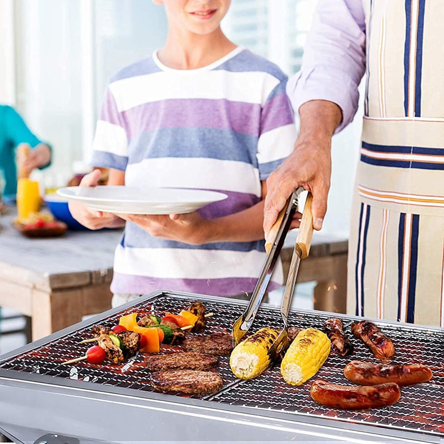 Charcoal Grill, Stainless Steel BBQ Grill with Stand, Foldable and Portable Charcoal Grill, Suitable for 5-10 People (71X73X33Cm) image number 2