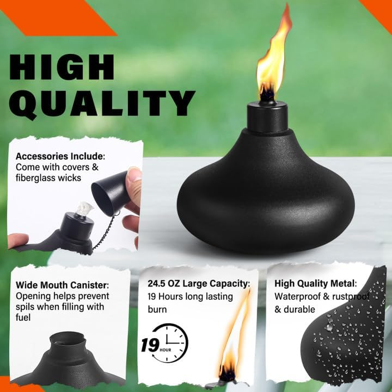 Fan-Torches 2 Pack Metal Table Top Torches, 24.5Oz Citronella Torches for Outside, Refillable Flame Light Torch, Decorative Tabletop Lantern for Yard, Patio, Deck, Garden, Party, Landscape image number 6