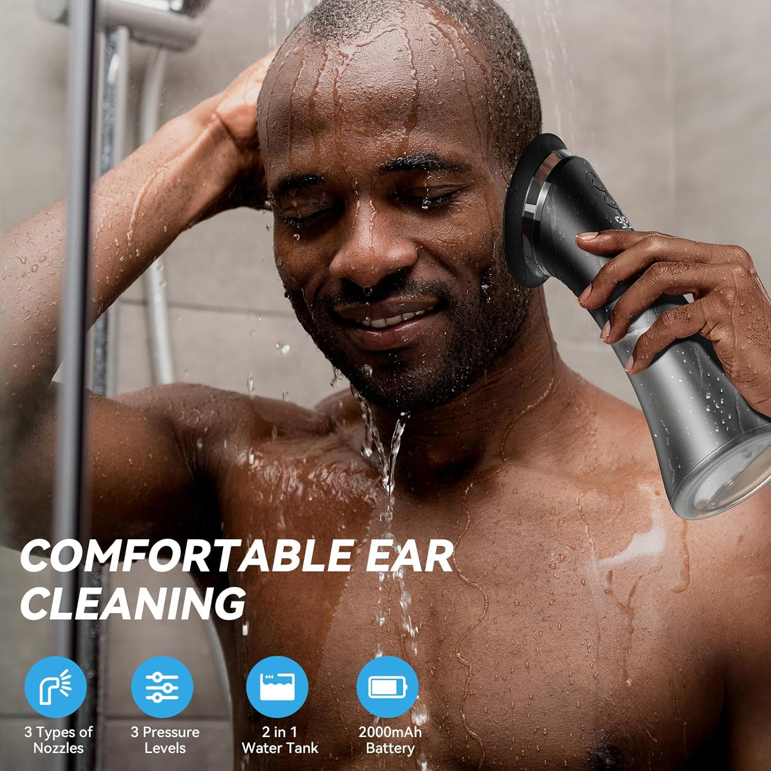 SIMTWO Upgraded Ear Wax Removal, Ear Wax Cleaner Kit with 2-In1 Wastewater Recovery Tank, Electronic Earwax Removal Tools, 3 Pressure Modes, 12 Tips, IPX7 Waterproof image number 6