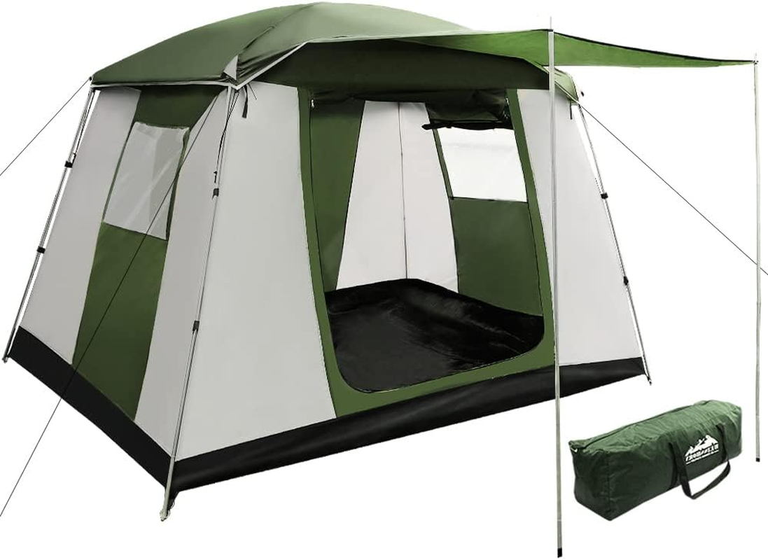 Weisshorn Camping Tent, 6 Person Easy Setup Family Dome Tents Outdoor Travel Hiking Beach Trip, Portable Shelter Sun Protection Water Resistance Green White image number 3