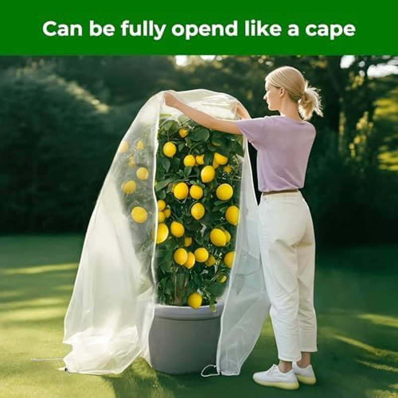 Fruit Tree Netting with Zipper & Drawstring - 4'X6' Garden Plant Net Pest Barrier 0.16 Oz/Ft&sup2; to Prevent Cicadas Bird Squirrel Deer - Bug Protection for Blueberry Tomato with Fine Mesh Insect Cover image number 5