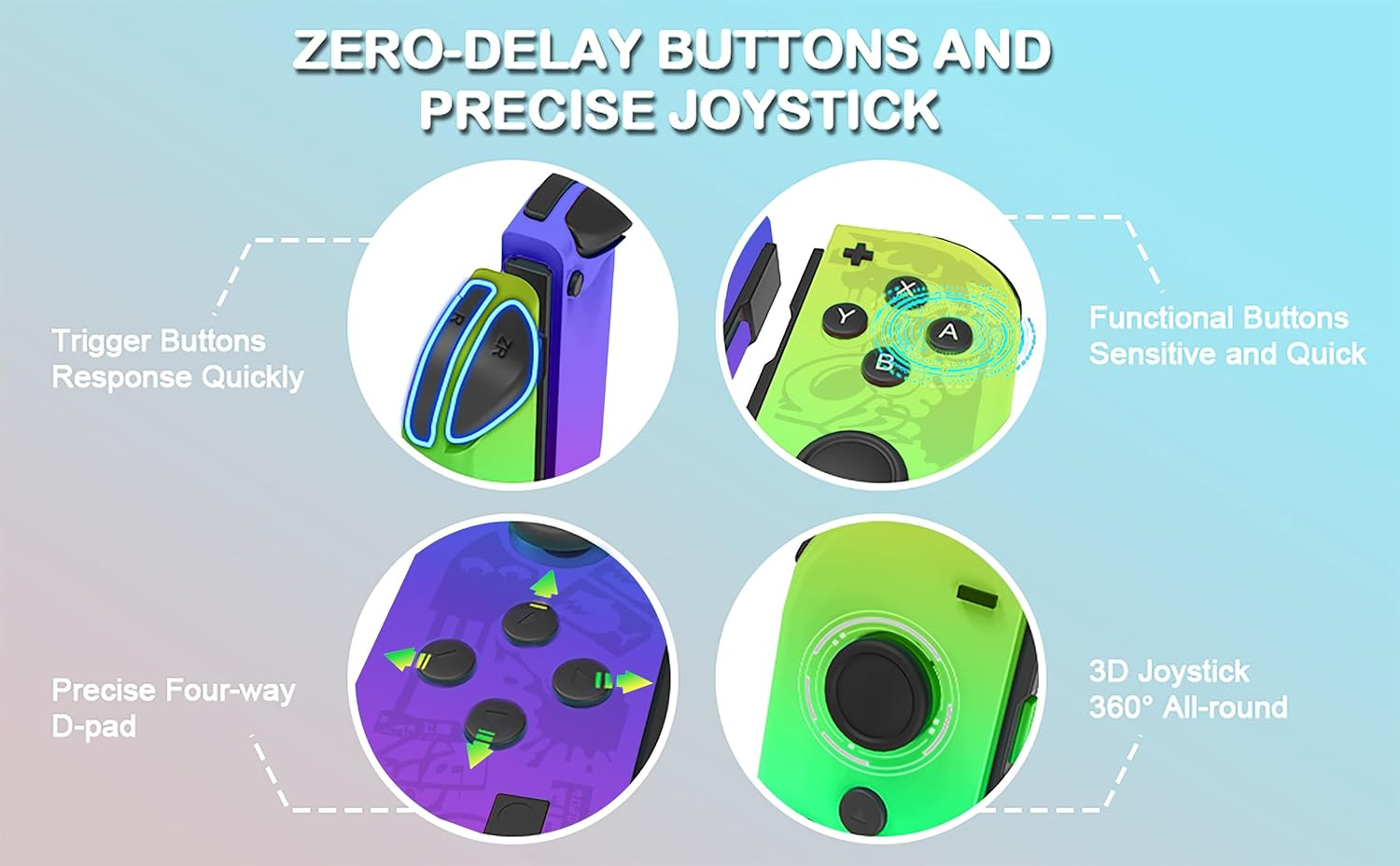 Costec Joy Con Controller for Nintendo Switch Replacement for Nintendo Switch Controller, Compatible with Switch, Wireless Left and Right Joy Con for Switch Nintendo Support Dual Vibration/Wake-Up/Screenshot, Joy Con Controller for Switch OLED Lite [Splatoon Design] Nintendo Joy Con image number 3