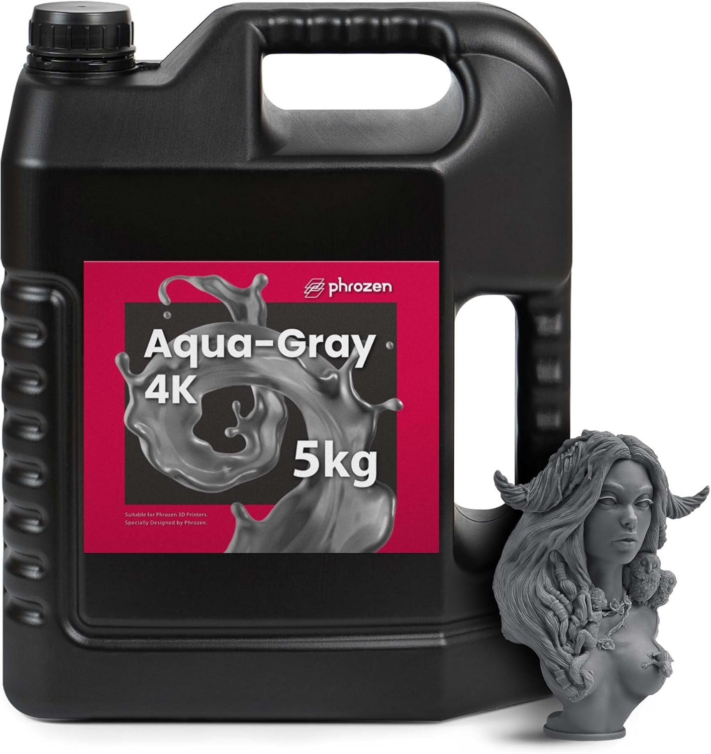 Phrozen Aqua Gray 8K 3D Printer Resin | Uv-Curing Resin for Most 405Nm LCD/DLP Printers | High Resolution, Wide Applications - Gray (1Kg)