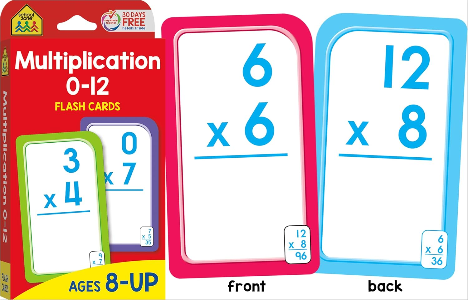 SCHOOL ZONE - Get Ready Flash Cards Multiplication & Division 2-Pack Grades 3-4, Ages 8-9, Multiplication, Division, and Elementary Math image number 6