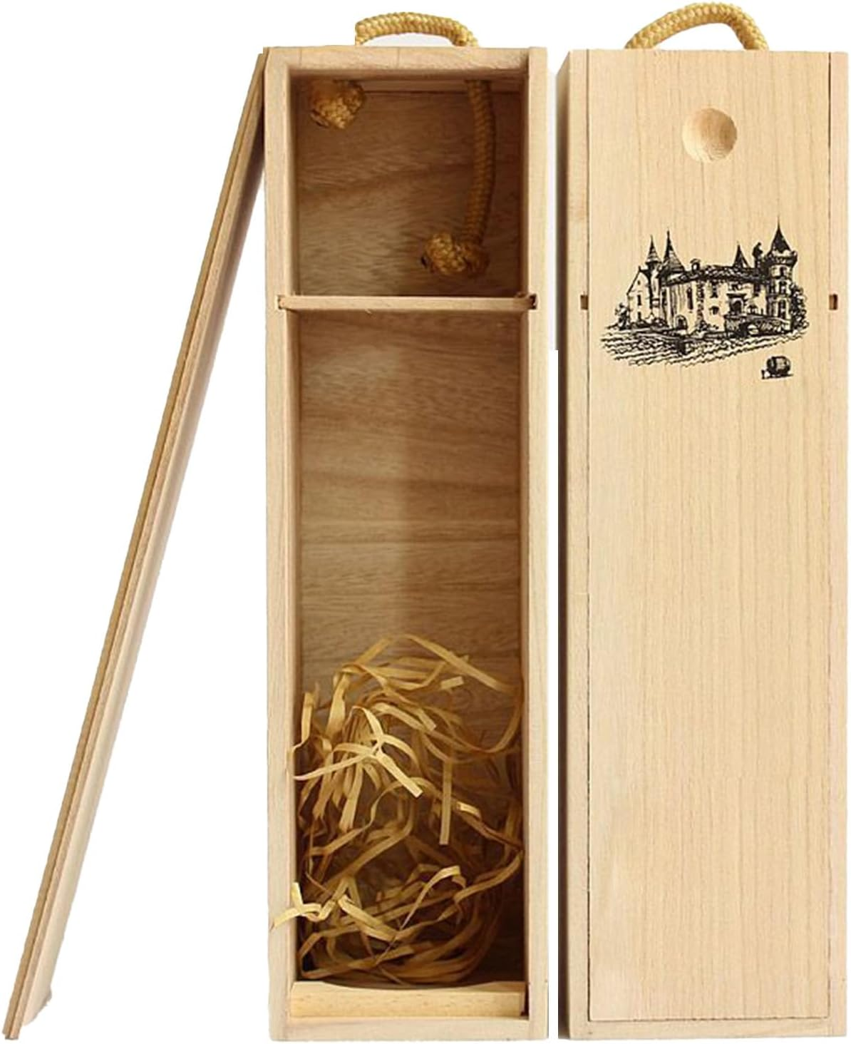 Wooden Wine Box, Wood Grain Single Wine Wooden Box Home Decor for Hotel, Single Bottle Wine Gift Boxes Decorative Storage Box for Birthday Party Gifts, Housewarming, Wedding