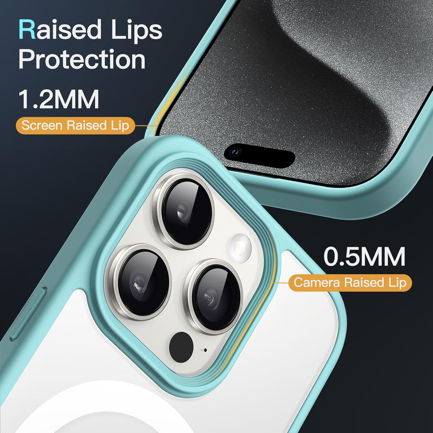 Jetech Magnetic Case for Iphone 15 Pro 6.1-Inch Compatible with Magsafe, Translucent Matte Back Slim Shockproof Phone Cover (Bright Blue) - Black image number 4