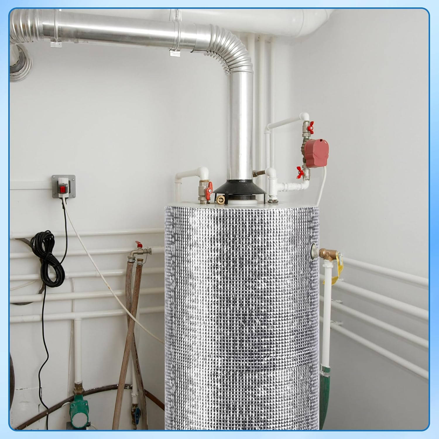 Moonoom Water Heater Blanket Insulation Wrap,13.1Ftx 15.7In Aluminum Foil Hot Water Heater Cover,Hot Water Heater Jacket for Winter Heater Insulation