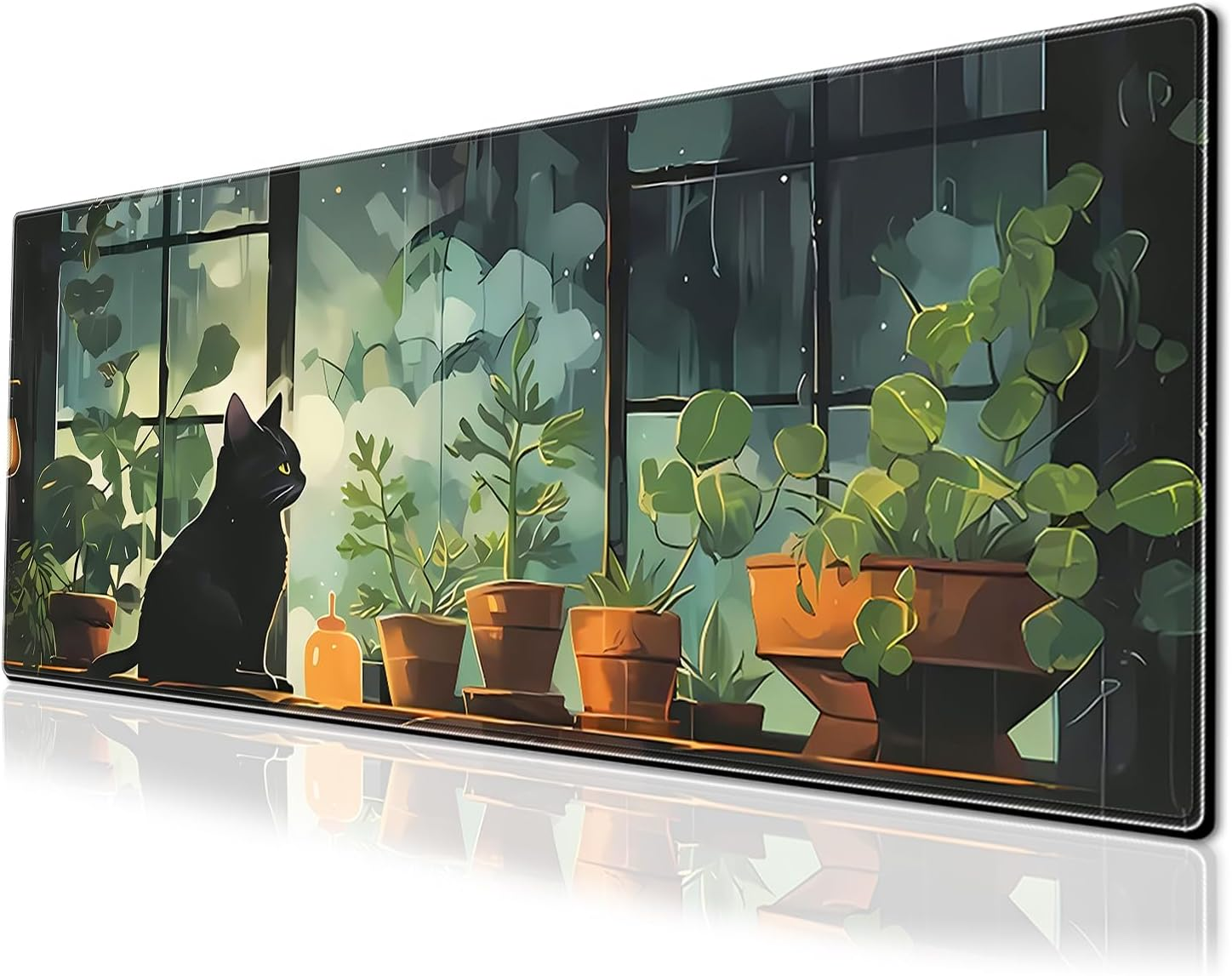 Anime Cute Cat Gaming Mouse Pad Colorful Large Desk Mat, 31.5X11.8 Inch Mousepad Extended Non-Slip Rubber Base Keyboard Mat with Stitched Edges for Desk Home Office