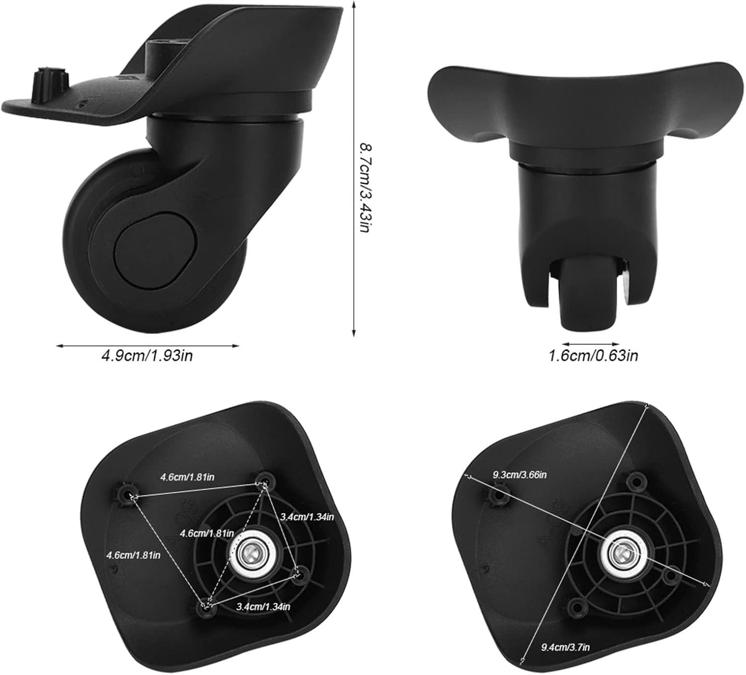 A Pair Luggage Replacement Wheels, Black Suitcase Single Row Wheel, Universal Luggage Replacement Outdoor Supplies, Silent Quiet Practical Wheel, Easy to Install Wheel for Travel image number 3