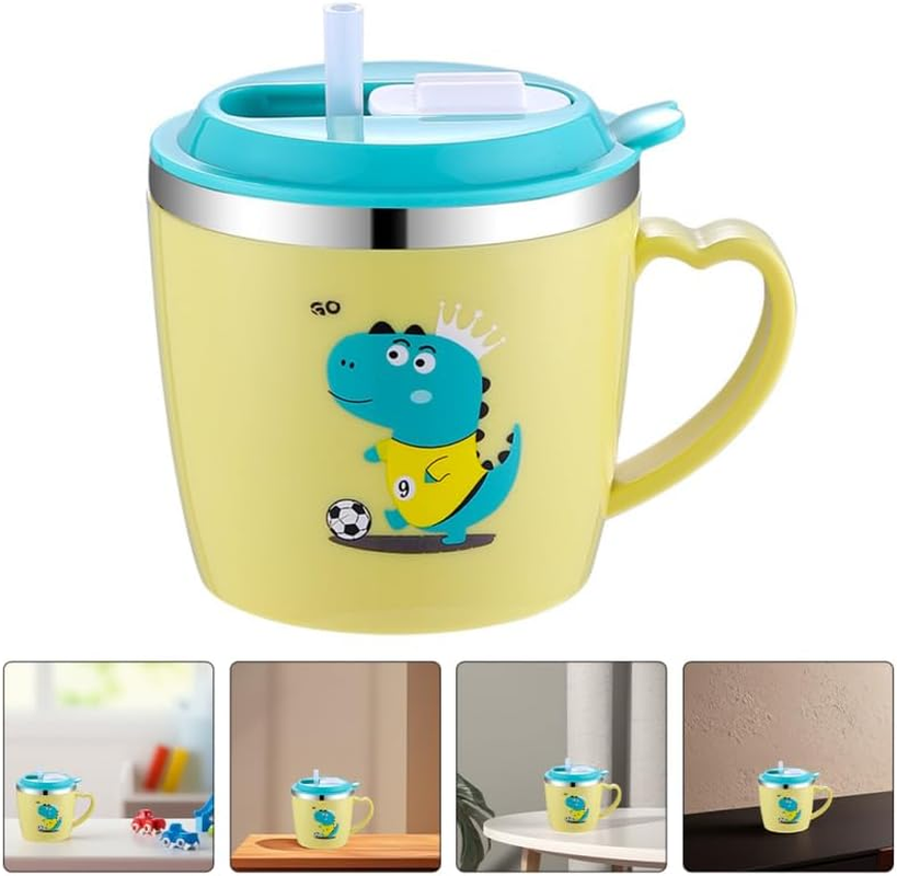 Mobestech Non-Spill Sippy Cup for Toddlers 250Ml Stainless Steel Double Layer Straw Water Bottle Lid Suitable for Milk and Fluids 250Ml image number 3