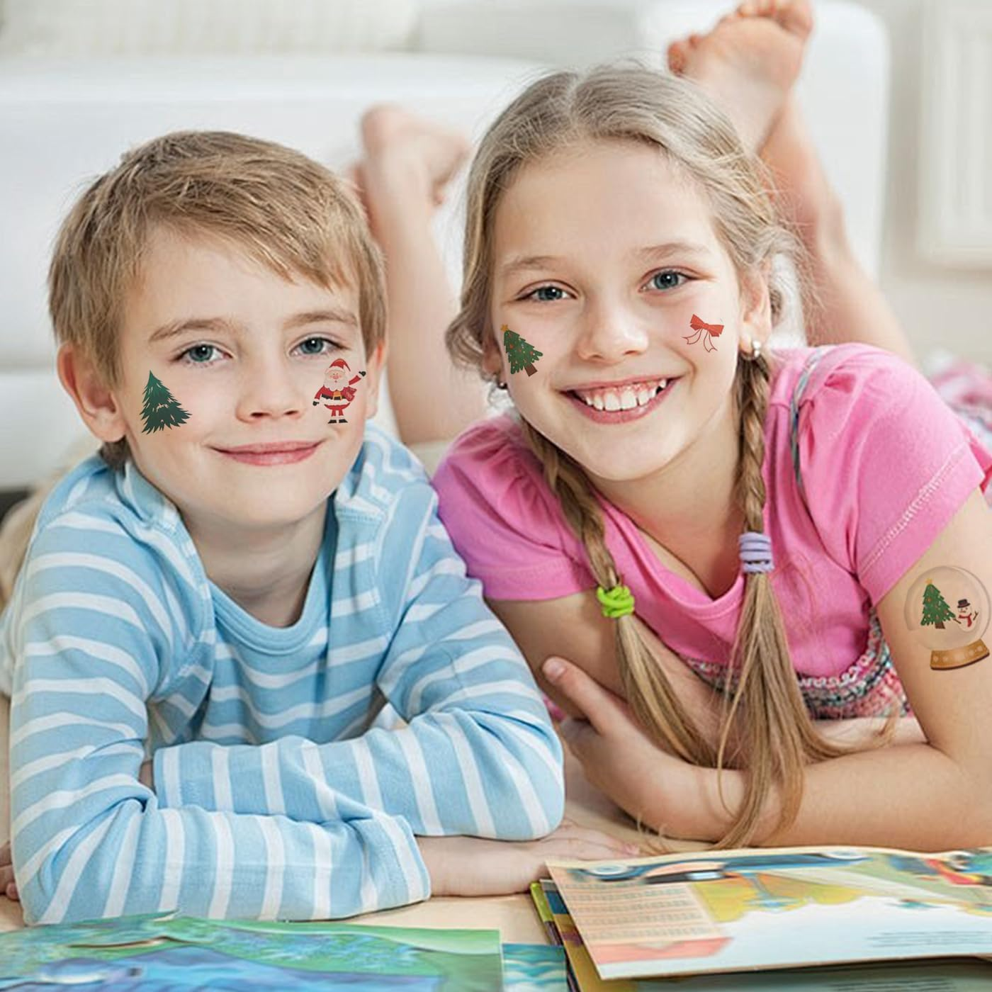 Itadaku 12 Sheets Luminous Christmas Temporary Tattoos, Glow in the Dark Christmas Tattoos for Stocking Stuffers, Holiday Party Favors & Gift Stickers image number 4