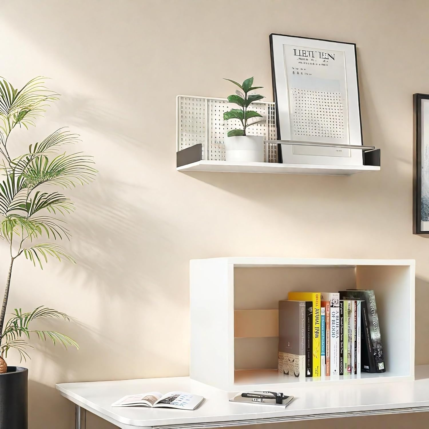 Modern Stackable Storage Cube Organiser, Bookshelf Display Unit, Bookcase A210 (White) - Coffee image number 5