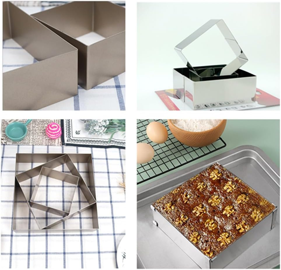 Cake Mold Ring, Cake Square Mold, Square Cake Ring 6Pack, Cuicanfla Mousse Cake Mold Ring for Kitchen DIY Pastry Nonstick DIY Baking Accessories for Birthday, Party image number 2