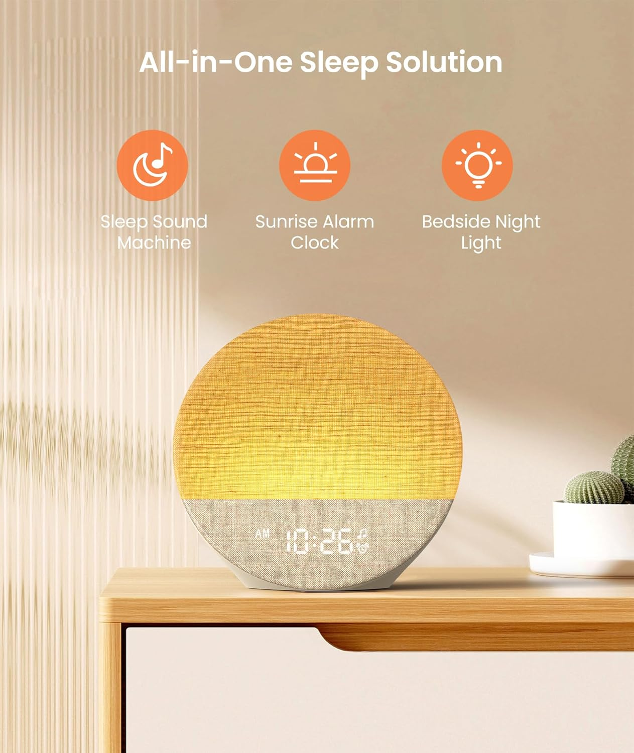 Dreamegg Sunrise 1 - Sound Machine Sunrise Alarm Clock with 9 Night Lights, 29 Soothing Sound for Sleep, White Noise Machine, Timer, Dimmable, Wake up Light Alarm Clock for Bedroom, Kids, Adult, Gift