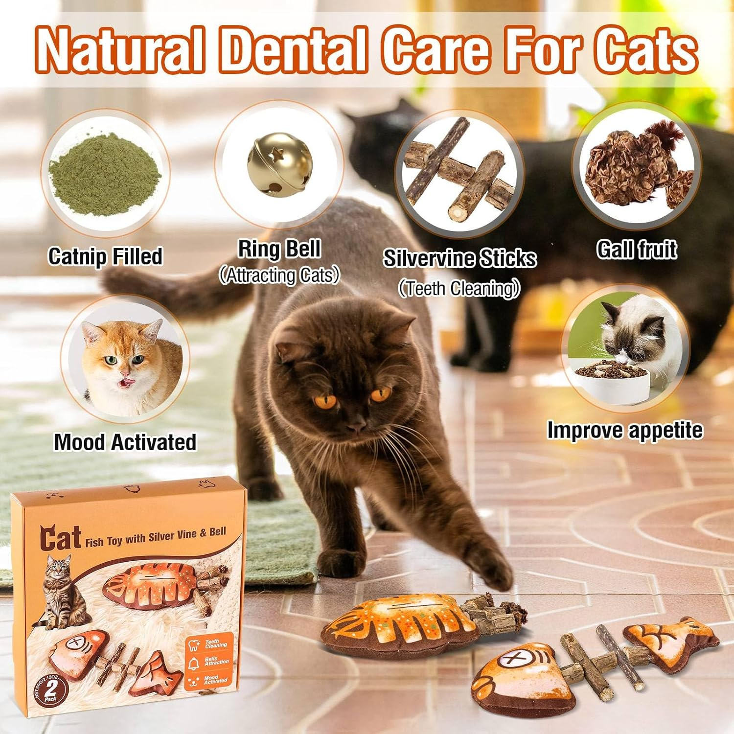 Catnip Toys, Cat Toy for Indoor Cats, Cat Nip Snack for Teeth Cleaning, Cat Fish Toys for Chew Treats image number 4