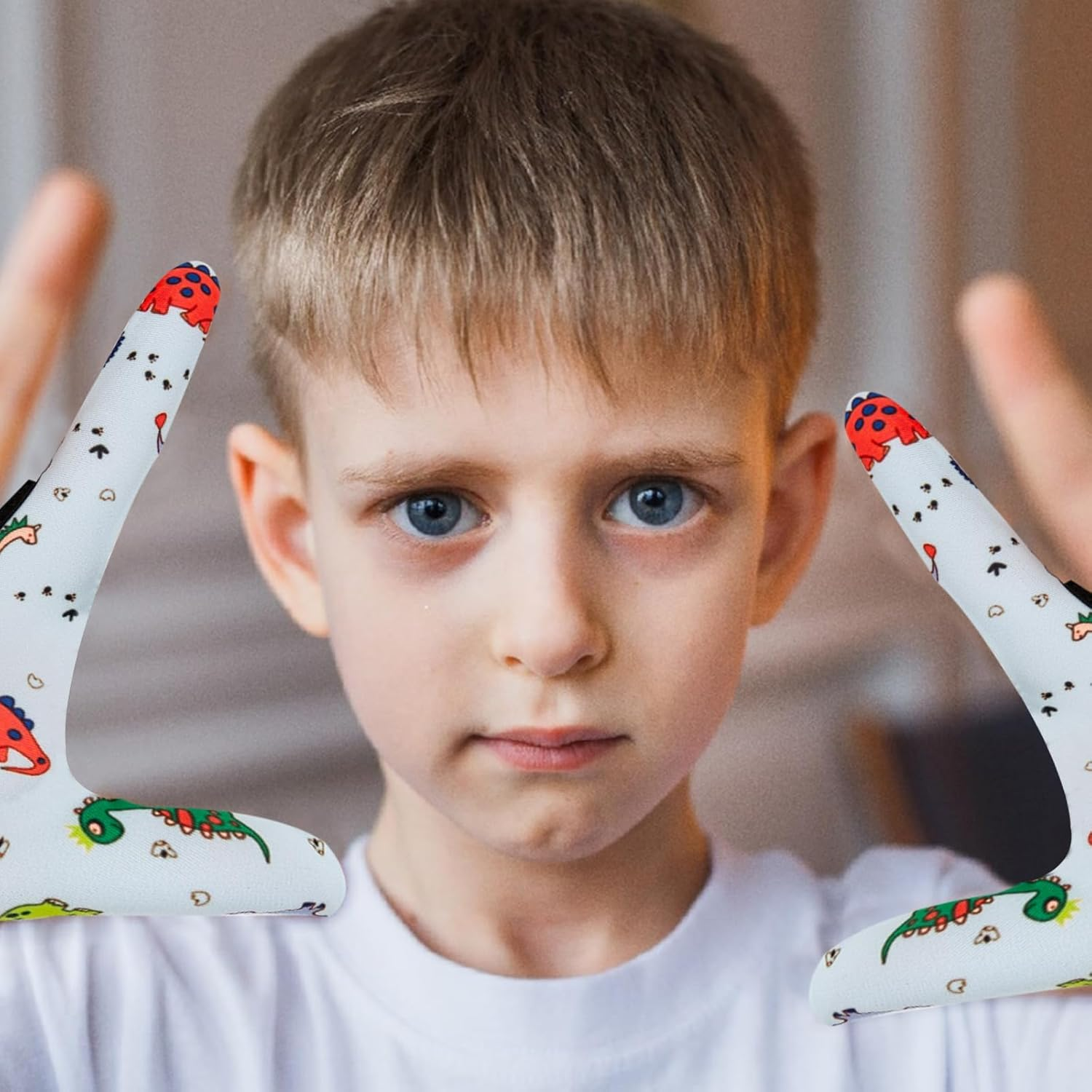 4 Pcs Thumb Sucking Guard Gloves for Kids Ages 5-10, Breathable Sensory Gloves to Stop Thumb Sucking & Nail Biting, Soft Cotton anti Suck Guard with Chewy Compression (Dinosaur 02) image number 5