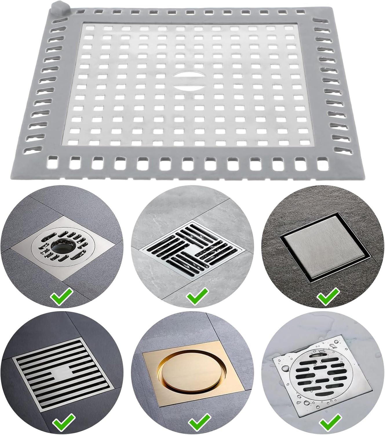 2 Pcs Shower Drain Strainer Hair Catcher 4.8Inch Stainless Metal Silicone Strainer Filter Cover Protector Bathtub Stopper for Bathroom Kitchen Floor Drain image number 3