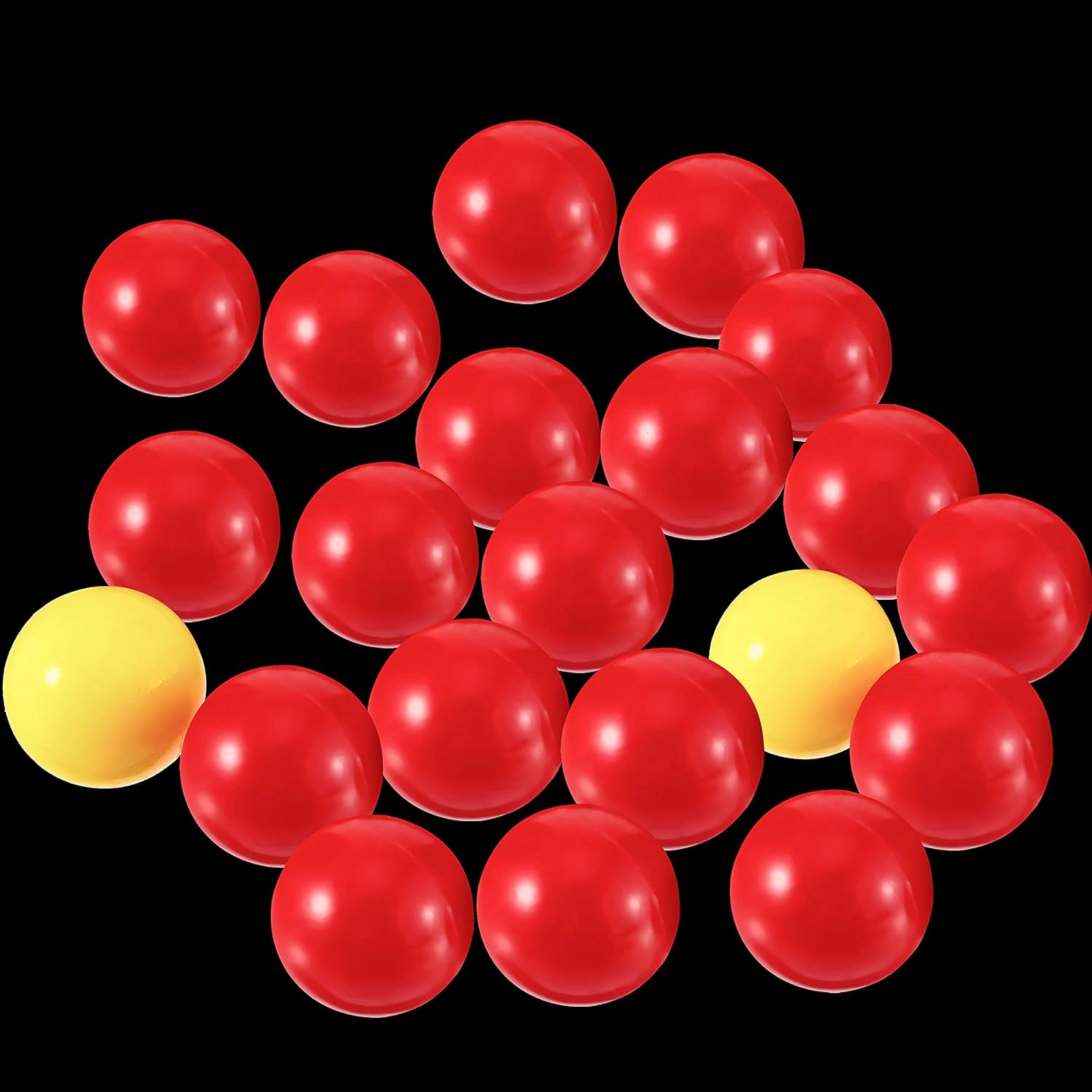 Gejoy 42 Pieces Game Replacement Marbles 2 Sets Game Replacement Balls Compatible with Hungry Hungry Hippos, 38 Red Balls and 4 Yellow Balls image number 1