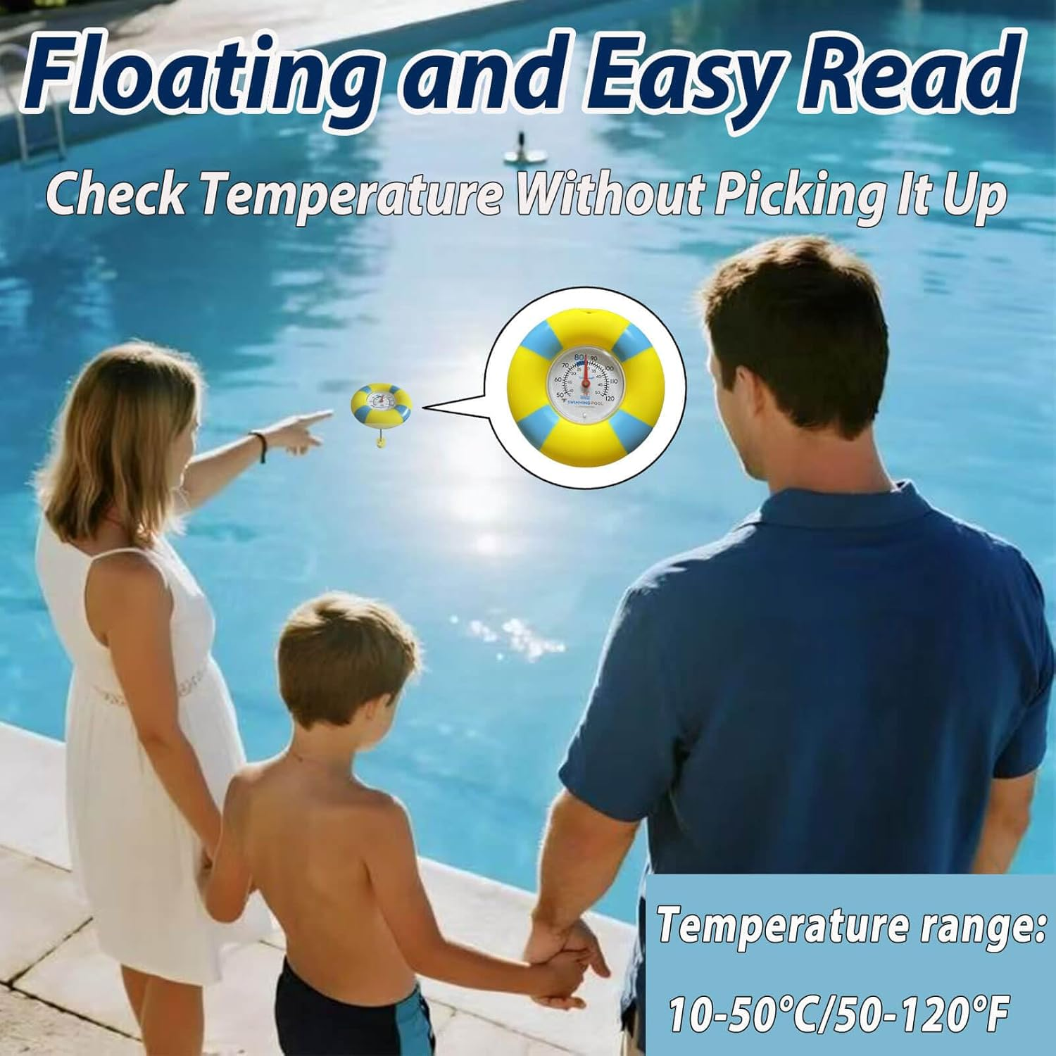 Pool Thermometer Floating Easy Read - Dial Panel Pool Temperature Thermometers Long-Distance Read, 304 Stainless Steel Probe for Swimming Pools, Pond Thermometers for Outdoor Ponds image number 5