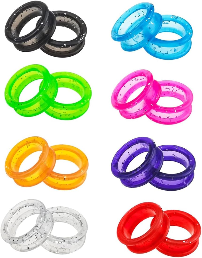 16PCS Silicone Scissors Ring Cover, Anti-Slip Finger Protection for Beauty and Pet Grooming Shears, Colourful and Shiny Non-Slip Finger Rings for Comfortable Grip, 8 Colours Included image number 5
