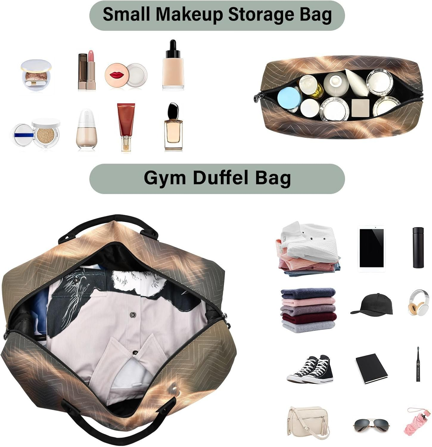 XYMZR Large Travel Duffel Bag, Beautiful Dachshund Sports Tote Gym Bag, Shoulder Weekender Overnight Bag for Women Men, Carry on Luggage with Toiletry Bags, Multi-Colored, Multi-Colored image number 4