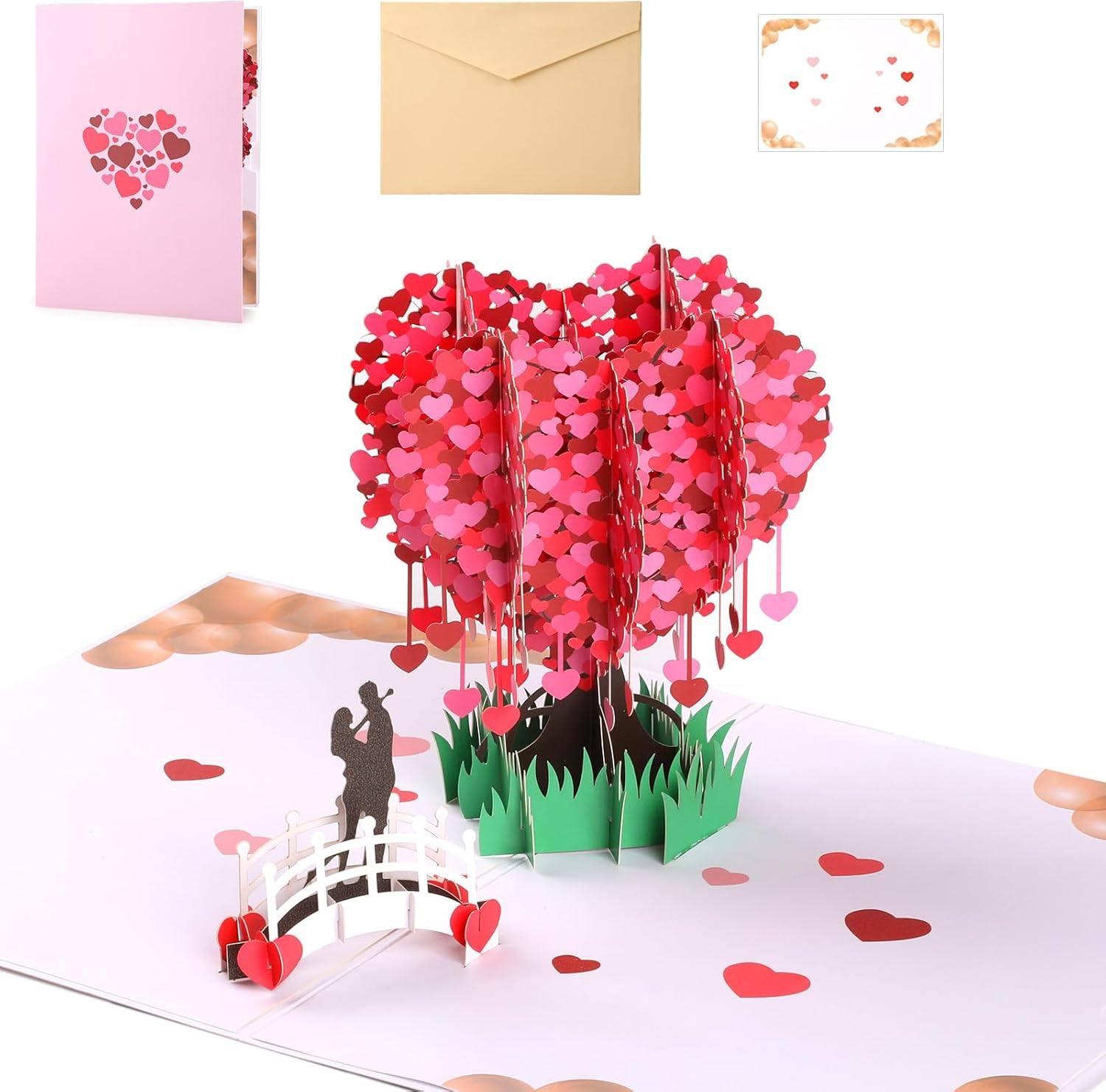 Pop up Wedding Card, Geeric 3D Proposal Card Popup Anniversary Love Card Romantic Valentine'S Day Greeting Card with Envelope Wedding Invitation Card Love Tree Paper Card for Her Him Lovers image number 5