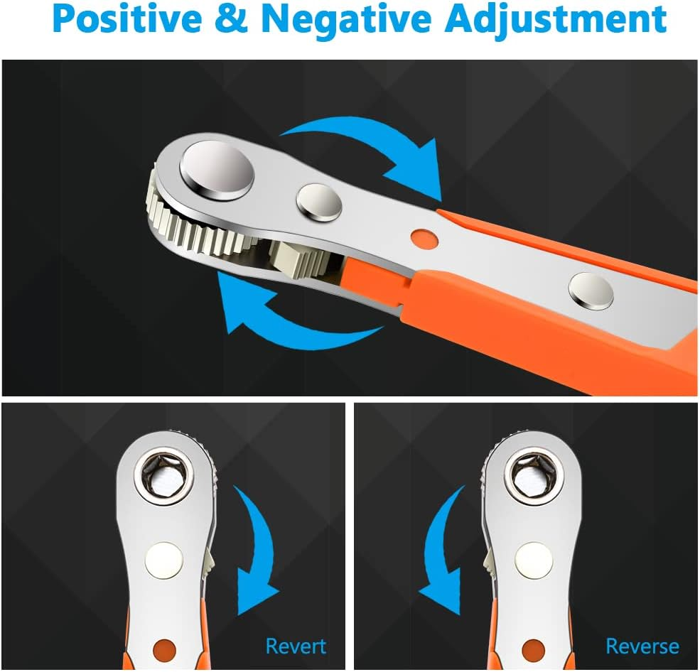OSDUE Mini Ratchet Wrench,Right Angle Phillips Magnetic Screwdriver for Tight Spaces with 1/4" Drive High Torque Offset Reversible Mini Ratchet Offset Screwdriver for Tight Areas -（Mini Ratchet Set） image number 6