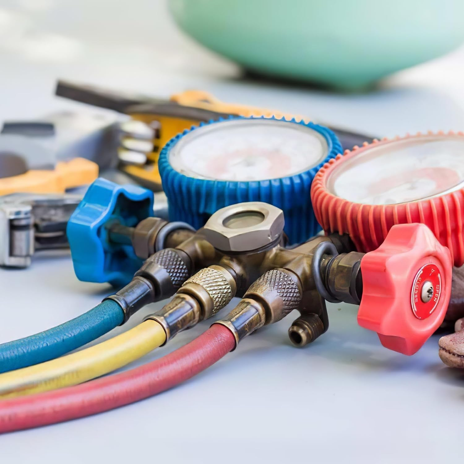 AC Refrigerant Hose, 60 Inch HVAC Charging Hose with 1/4&rdquo; SAE Flare, 800 PSI Working Pressure for Air Condition System image number 1