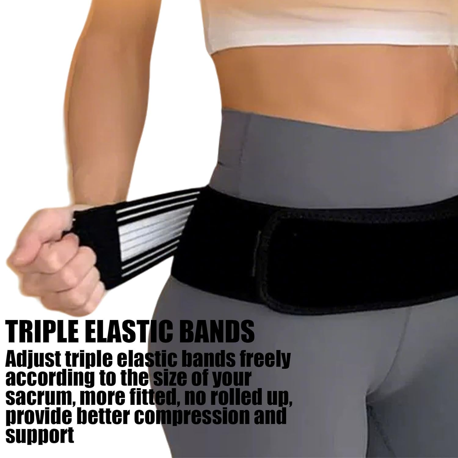 RIBHNXHI Sacroiliac Hip Belt for Men and Women That Relieves Sciatic, Lower Back Pain, SI Joint Support Brace for Pelvic Stability Nerve Compression, Trochanter Brace Regular, Lower Back Support Belt with Lumbar Support image number 2