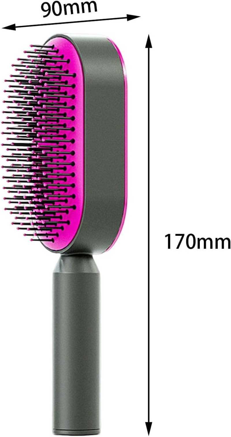 Perfk Detangler Comb Hair Brush Styling Comb Scalp Massage Hair Care, Rose Red image number 5