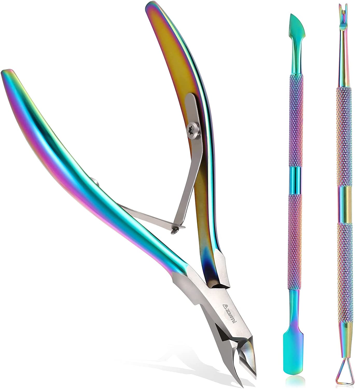 Cuticle Cutter Set 3-In-1, Manicure Kit with Stainless Steel Cuticle Nipper/Cutter/Pusher, Precision Sharp Blades for Nails Care (Fingernails & Toenails)