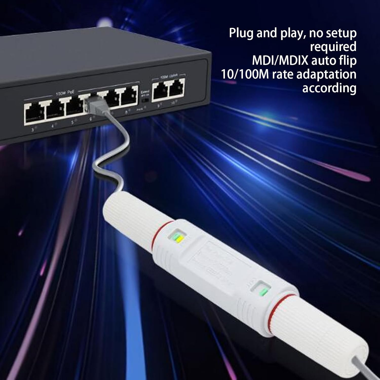 Dpofirs POE Extender 1000Mbps, Water Proof Long Distance POE Repeater with POE Network Series Connection, Plug and Play image number 2