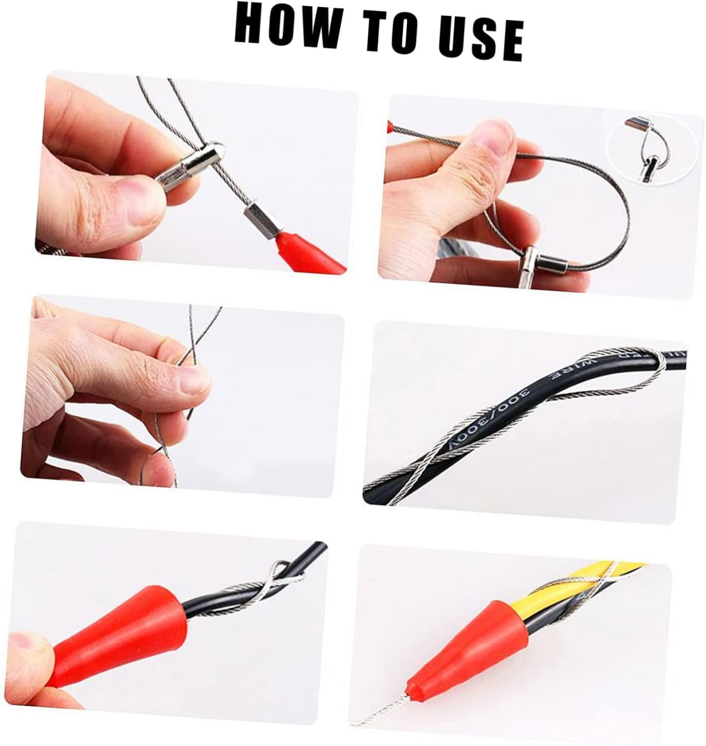 WADY 10PCS Cable Puller Adjustable Cabling Rods Fish Tape Kit Length 215Mm Electrician Threading Device Puller Tool Fish Tape Fastener for Fastening Cables (Red) image number 6