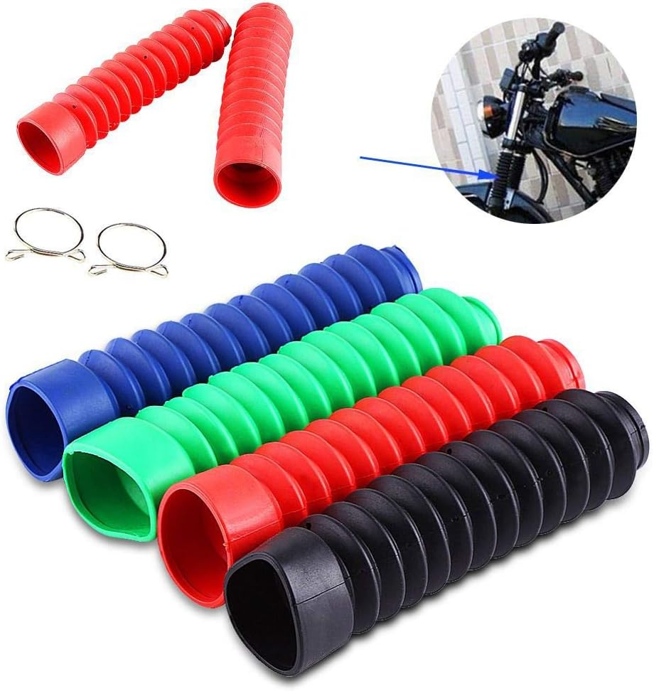 Motorcycle Front Fork Cover, 205X42Mm Plastic Universal Dust Cover Gaiters Shock Boots Front Fork Guards Motorcycle Accessory for Dirt Bike Motorbike(Blue)