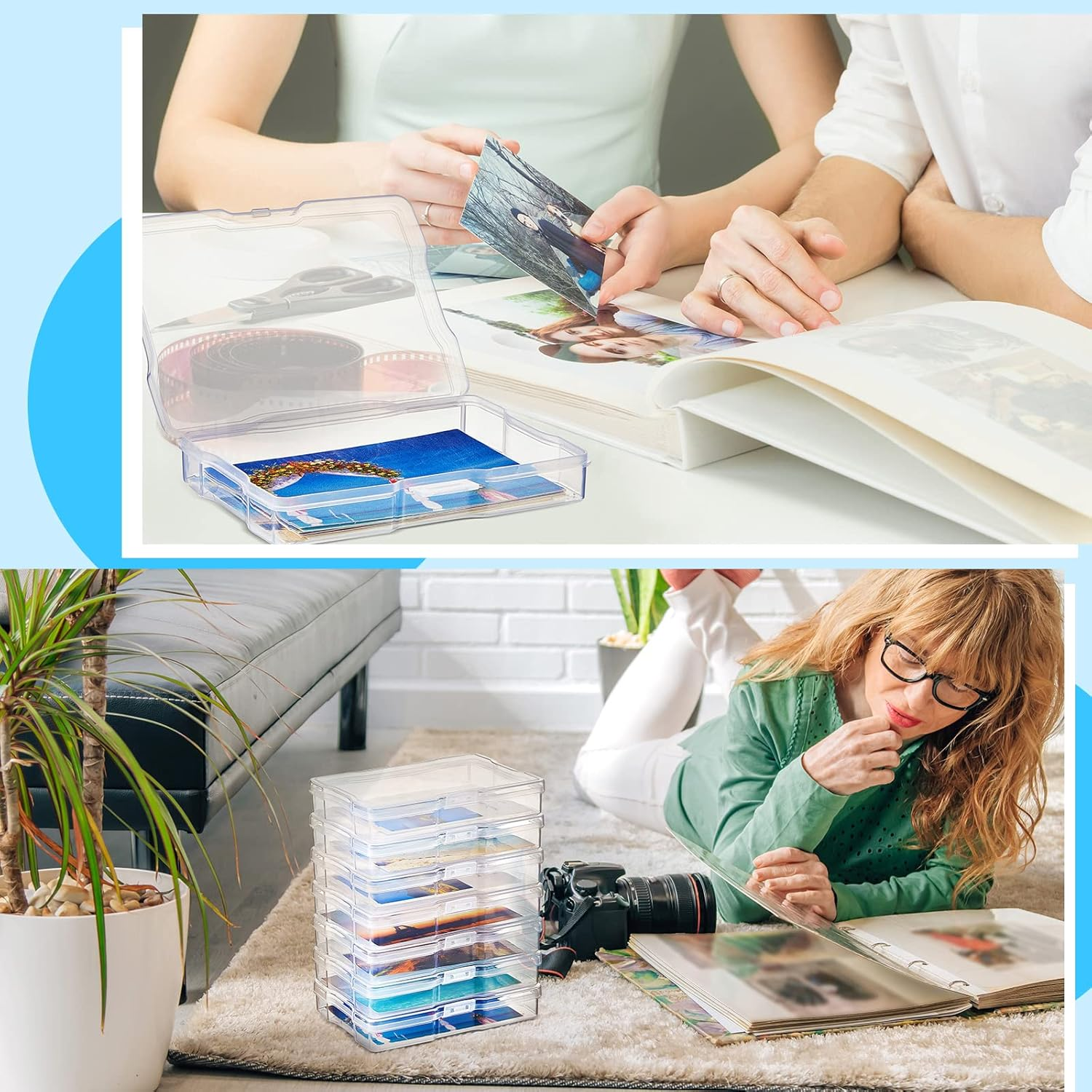 Geelin 30 Pcs Clear Photo Storage Boxes for 4" X 6" Pictures Transparent Photo Case Plastic Photo Organizers and Storage Photo Storage Containers Photo Keeper for Photo Picture Card, 6.7 X 4.7 X 1.2'' image number 3