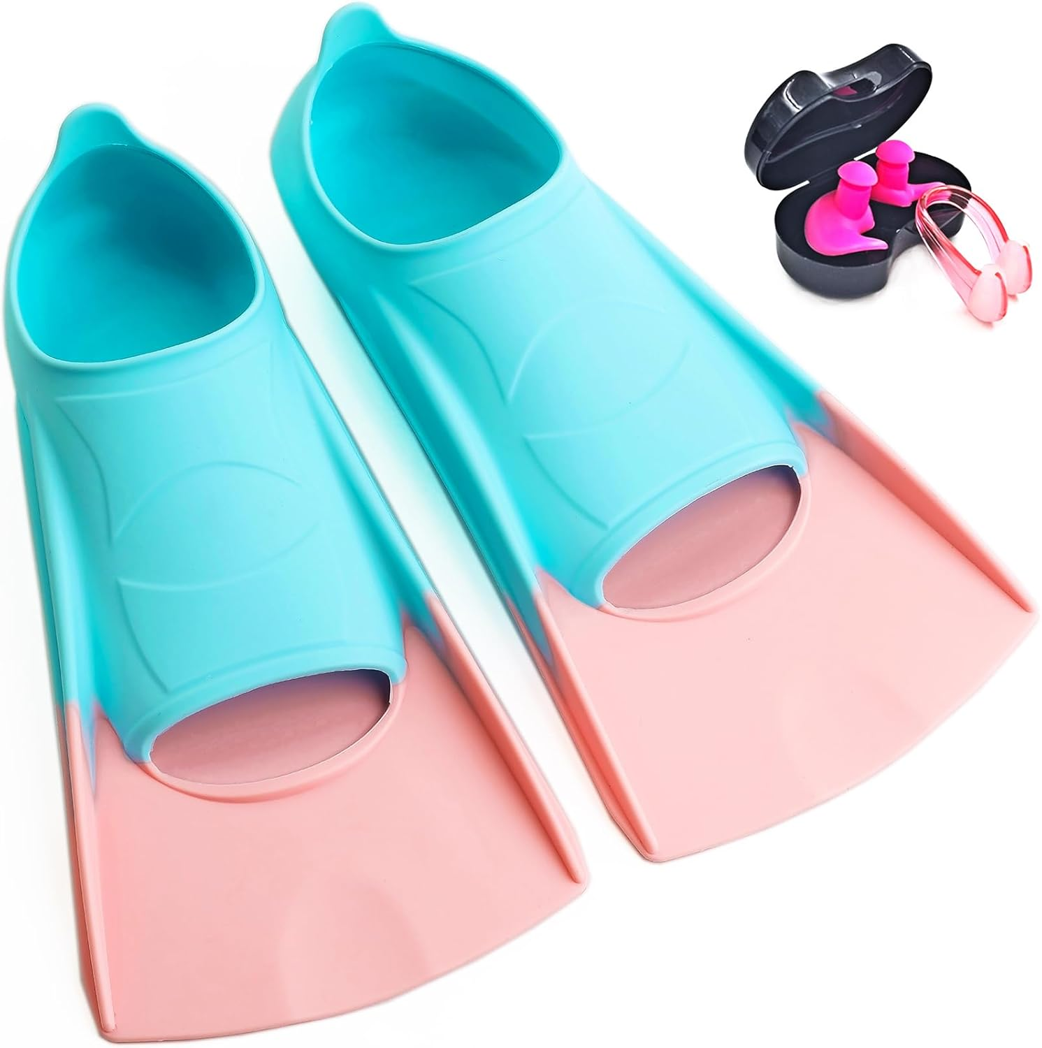 Nagiee Swim Fins, Kids Swim Flippers for Lap Swimming, Comfortable Silicone Flippers with Mesh Bag, Travel Size Swimming Flippers for Women Youth Adults