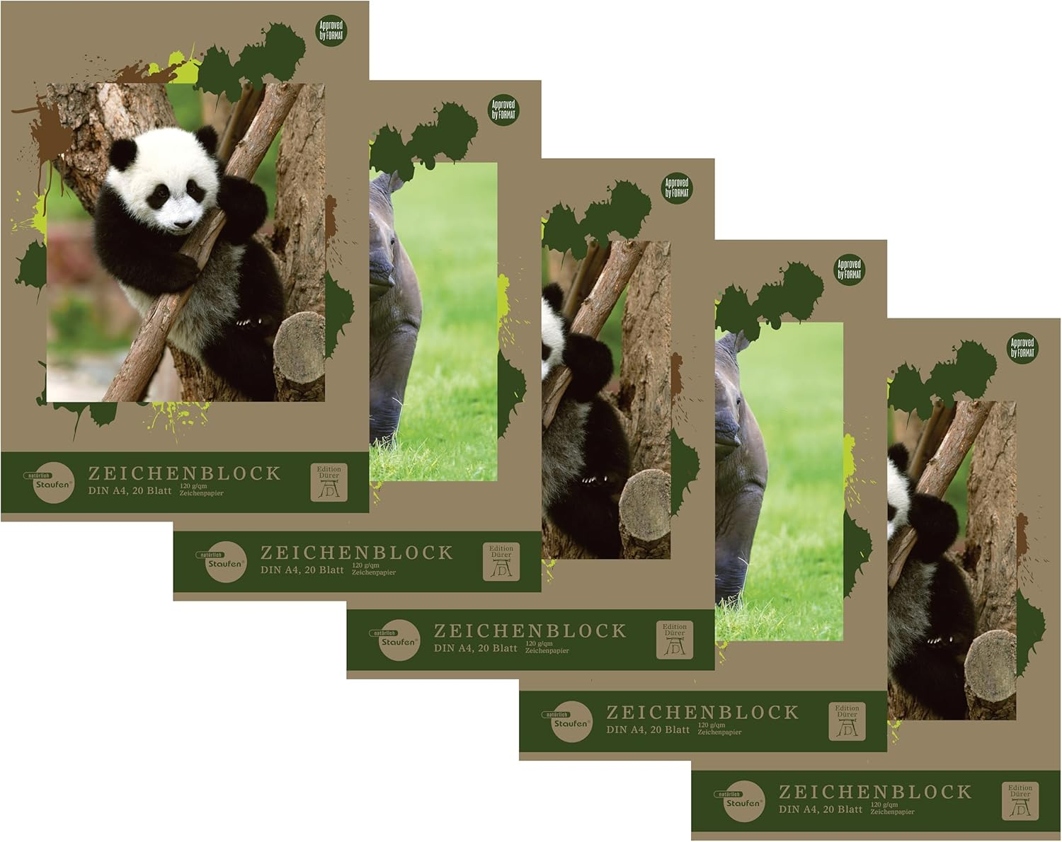 Edition D&uuml;rer Drawing Pad - 5 Colouring Pads DIN A4, 20 Sheets Each 120 G/M&sup2;, 2 Designs (No Selection Possible) image number 3