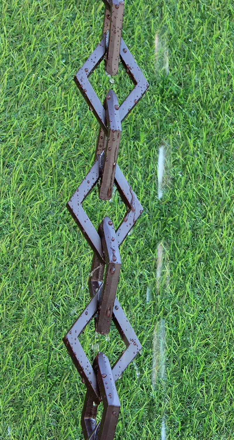 Diamond Links Rain Chain (Bronze Powder-Coat) with Installation Kit (8 Feet) image number 3