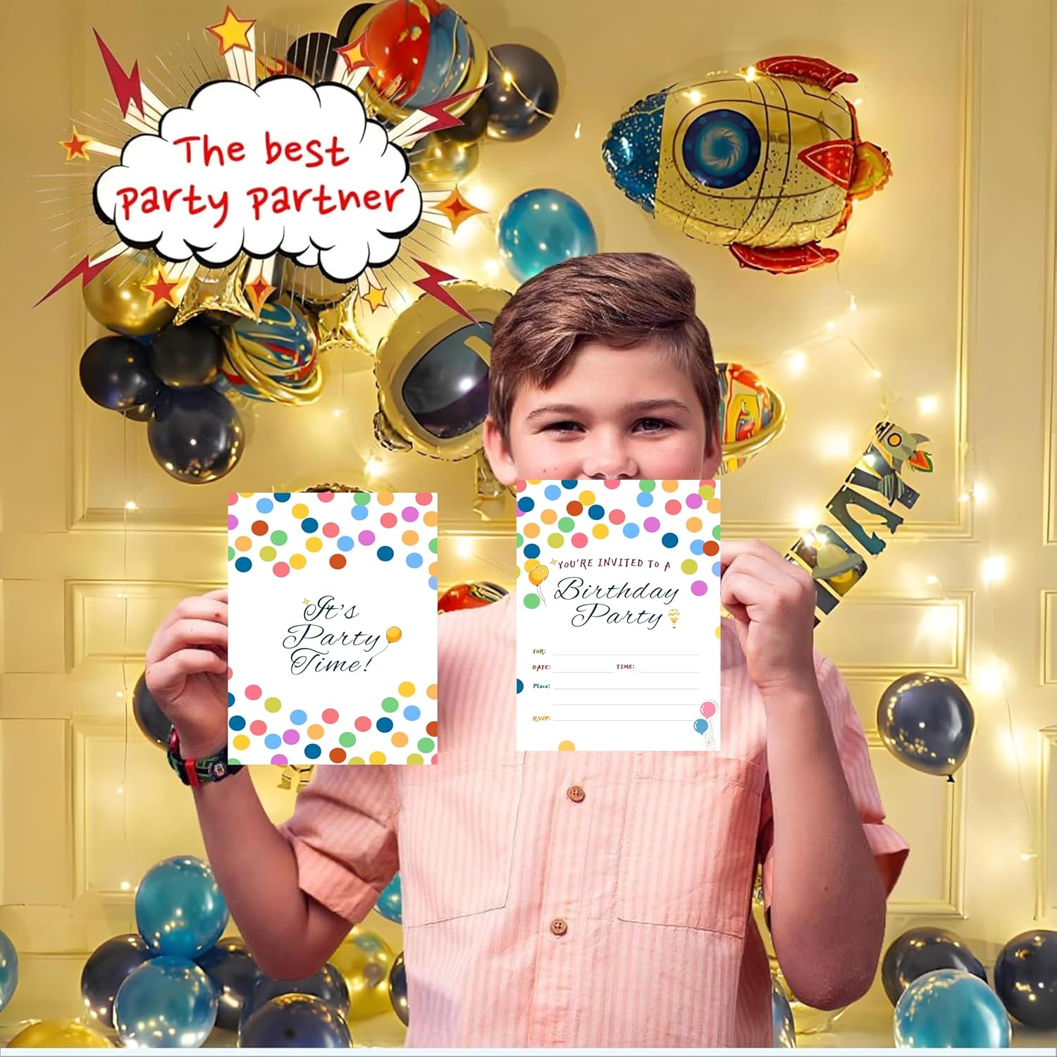 32 Birthday Invitation Party Cards,Uniquely Designed Birthday Cards for Children,Men, Women and Kids (Polka Dots) image number 2