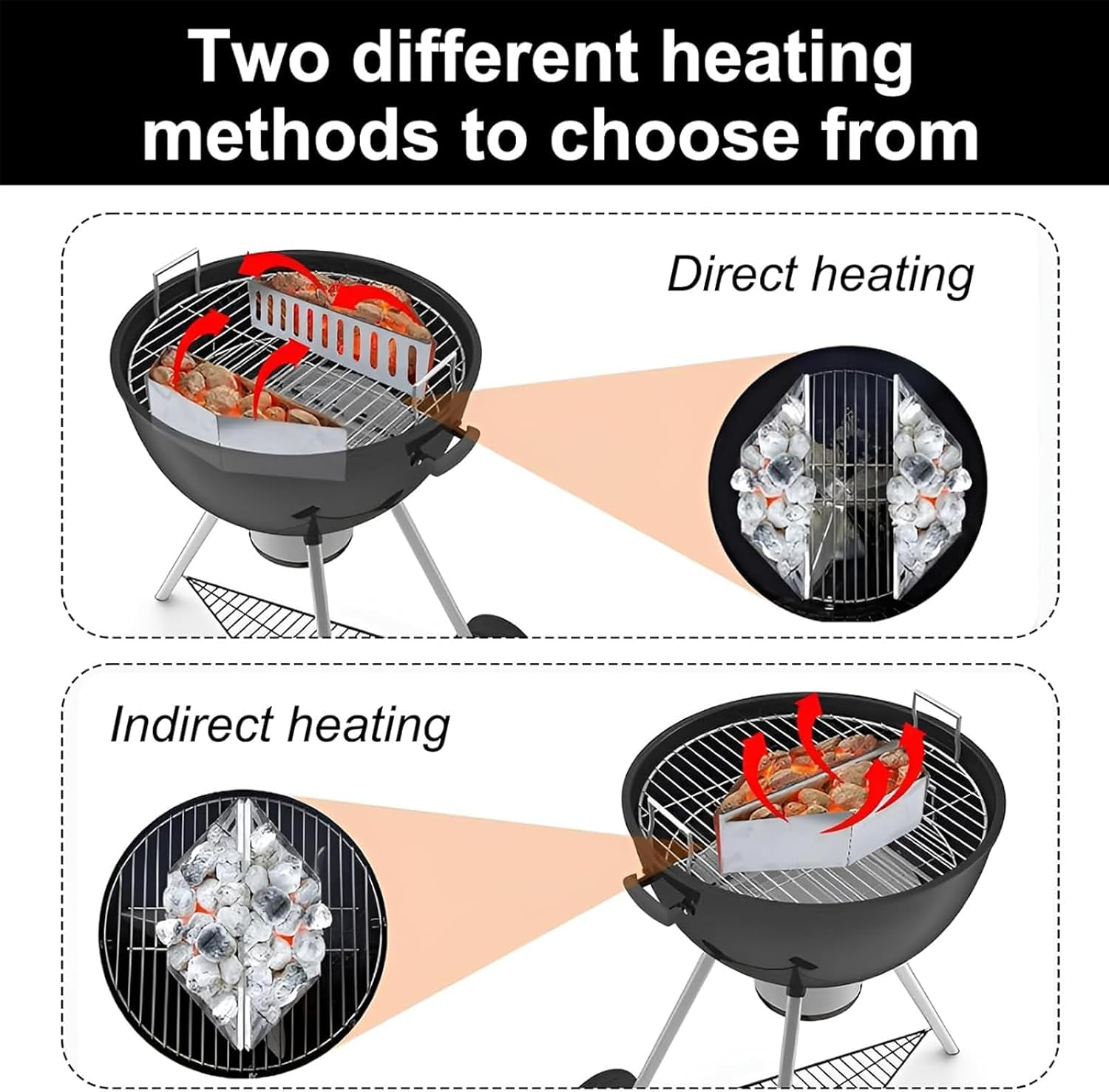 2 Pcs Charcoal Baskets, Steel Charcoal Holders for BBQ, Outdoor Grill Baskets, BBQ Accessries, Fits Most Barbecues and Most Kettle Grill image number 1