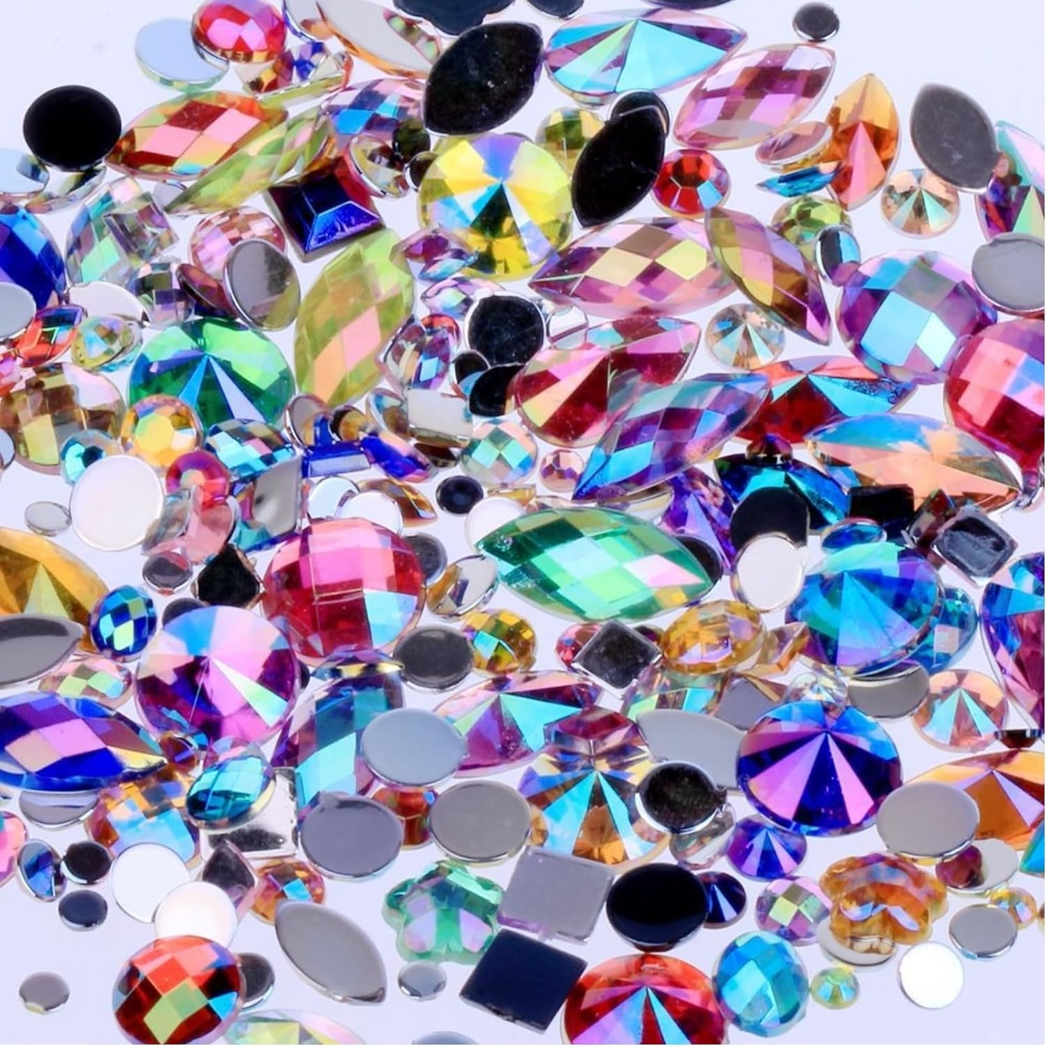 Auswalar Mix Sizes 300Pcscrystal AB Mix Colors Rhinestones DIY Non Hotfix Flatback Acrylic Nail Stones Gems for 3D Nails Art Decorations image number 3