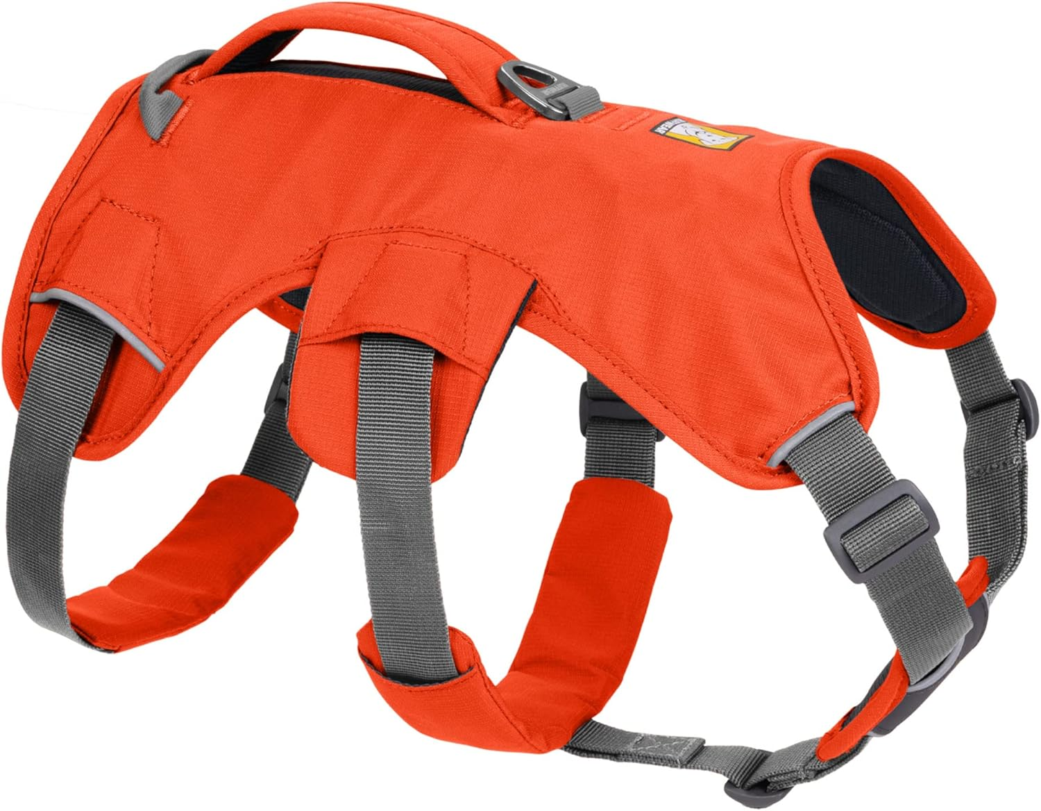RUFFWEAR Multipurpose Dog Harness with Handle, Web Master Adjustable Harness, 2 Leash Attachments, Everyday Use, Blaze Orange, XXS
