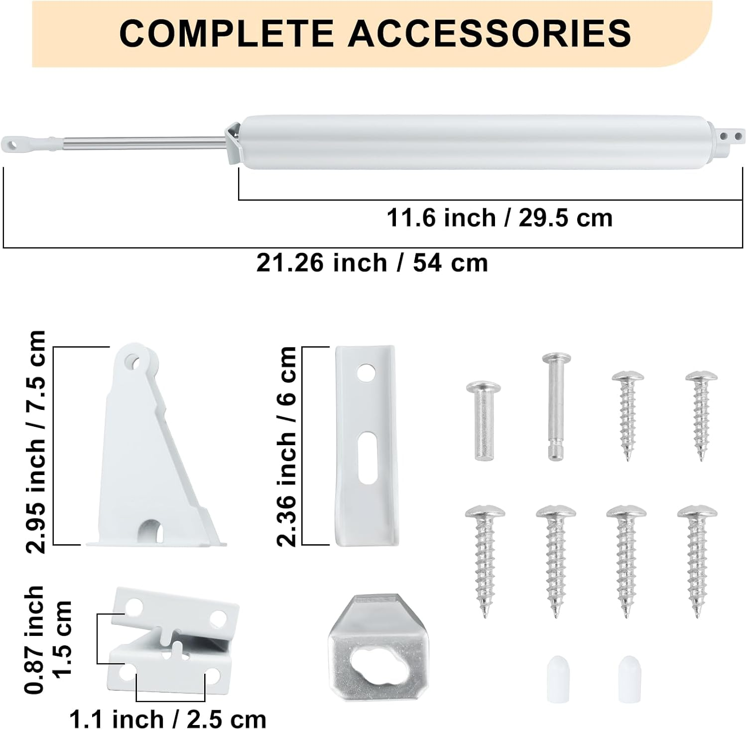 CASONNIK Door Closer,White,Standard Duty Pneumatic Screen and Storm Door Closer image number 2