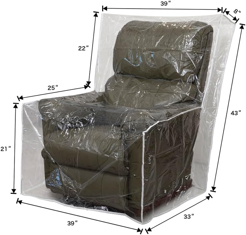 STONECREST Plastic Recliner Chair Cover - Clear Vinyl Waterproof, Pet Scratching Furniture Protector, Heavy Duty Thickness Slipcover for Storage and Moving 39"(99CM) W (1 Pack, Medium) image number 2