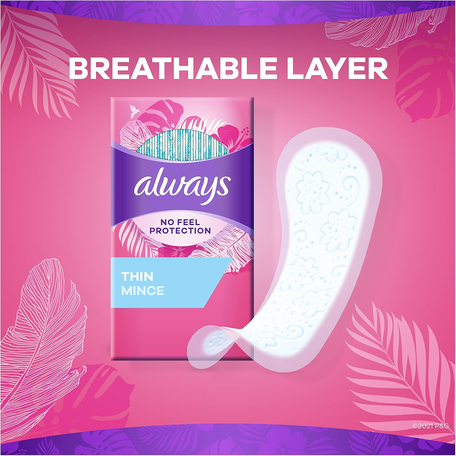 Always Thin Dailies Liners, Unscented, Wrapped, 60 Count image number 1