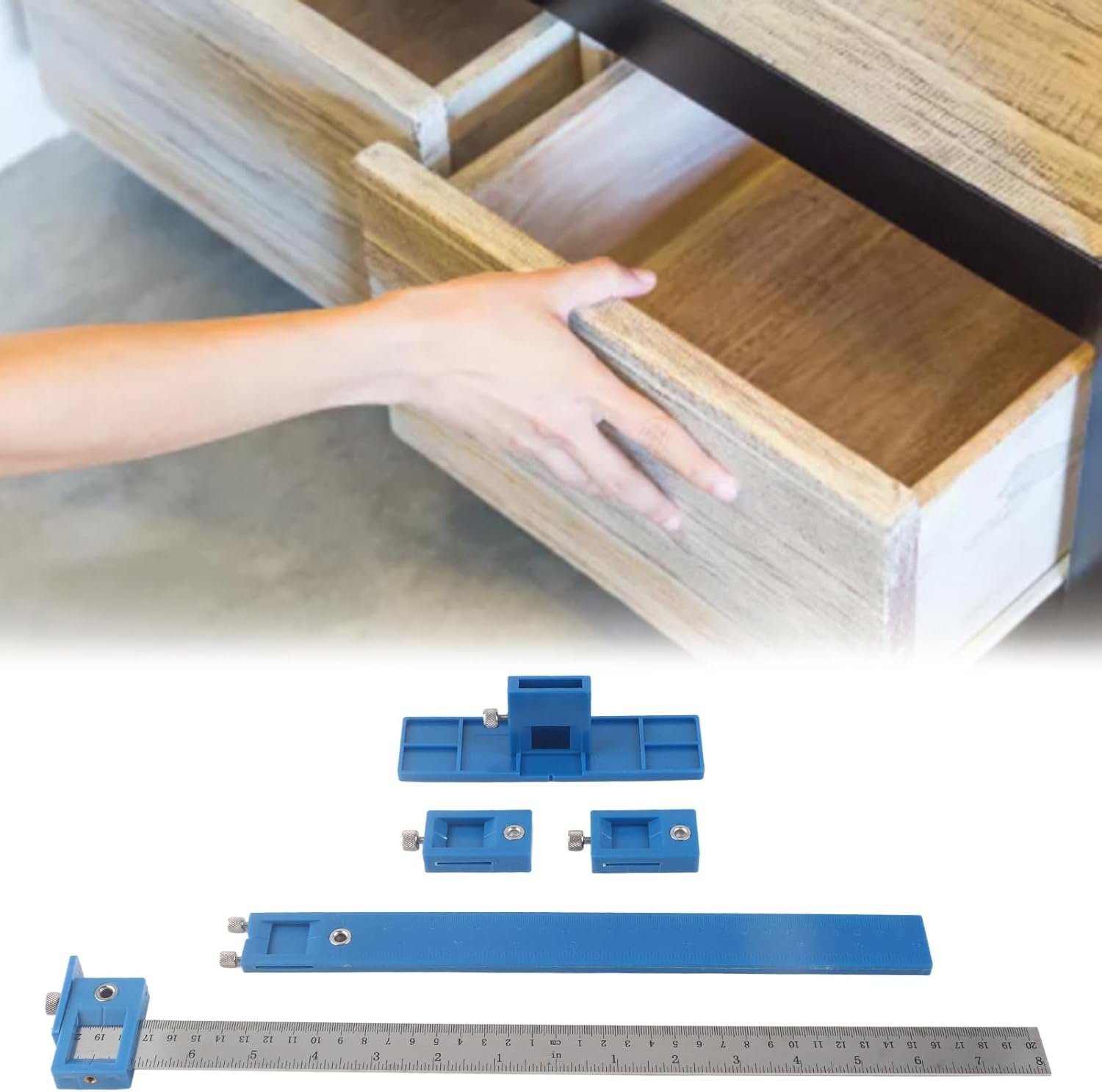 01 02 015 Cabinet Hardware Jig Tool, Punch Locator Stainless Steel ABS Adjustable for Door Handle image number 6