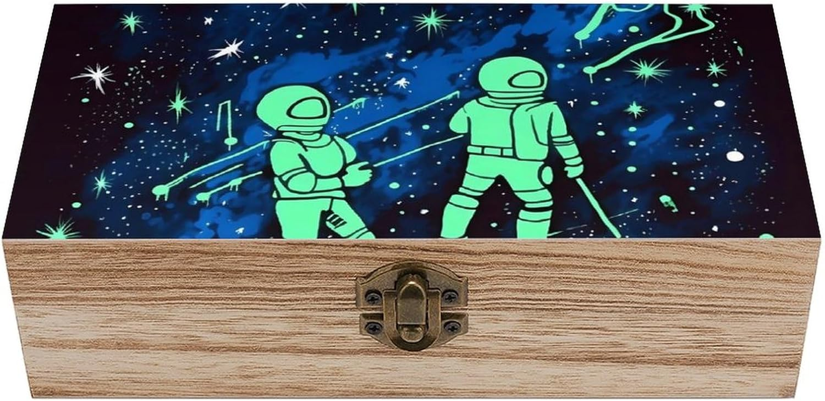Glow in the Dark Wooden Box Wood Wedding Keepsake Boxes with Lids Small Decorative Boxes Lightweight Wooden Memory Storage Box for Crafts Keepsakes Jewelry Photo Letter Storage image number 6