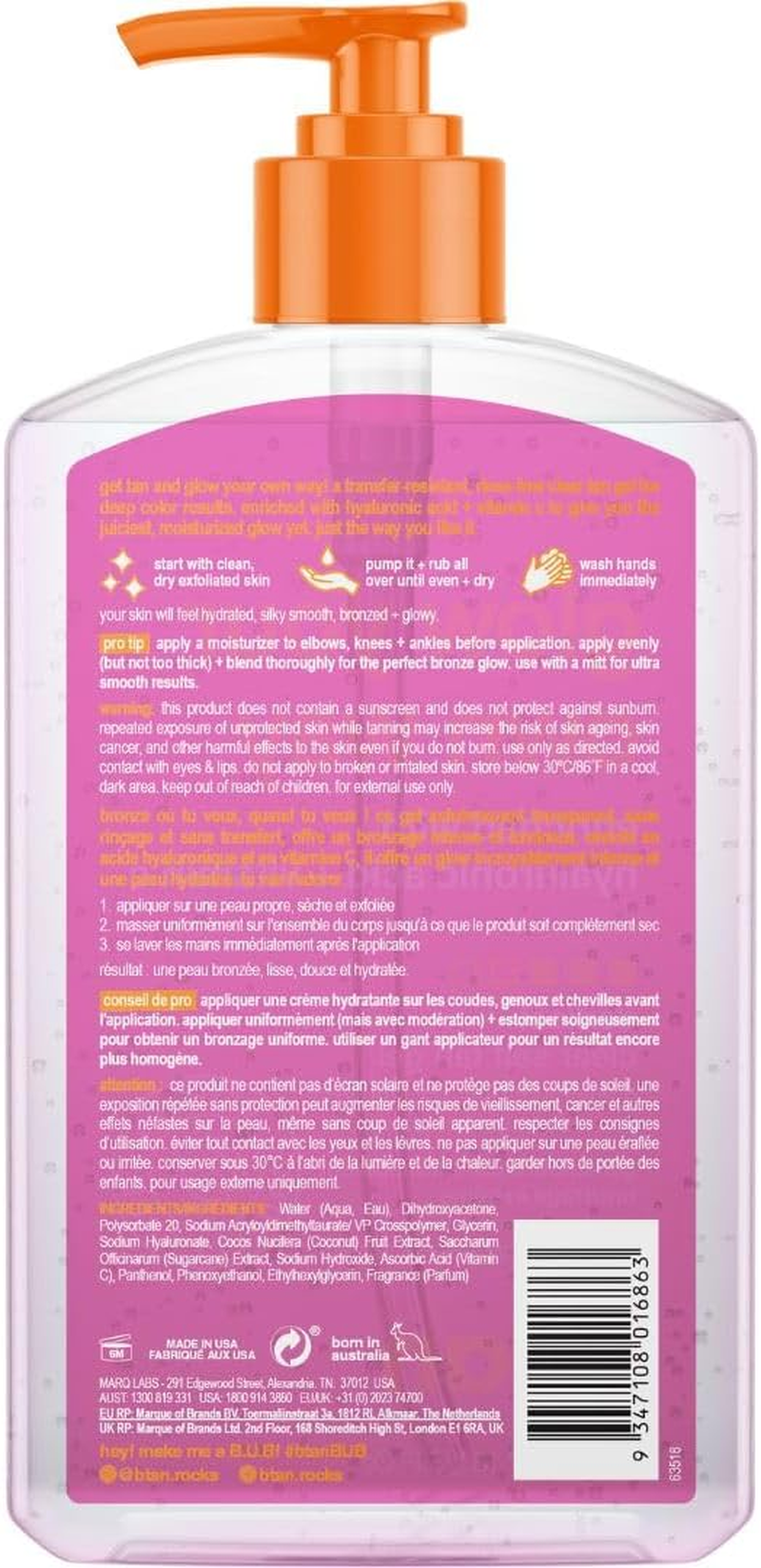 B.Tan Glow Your Own Way Clear Self Tan Gel for Women 16 Oz Gel image number 3